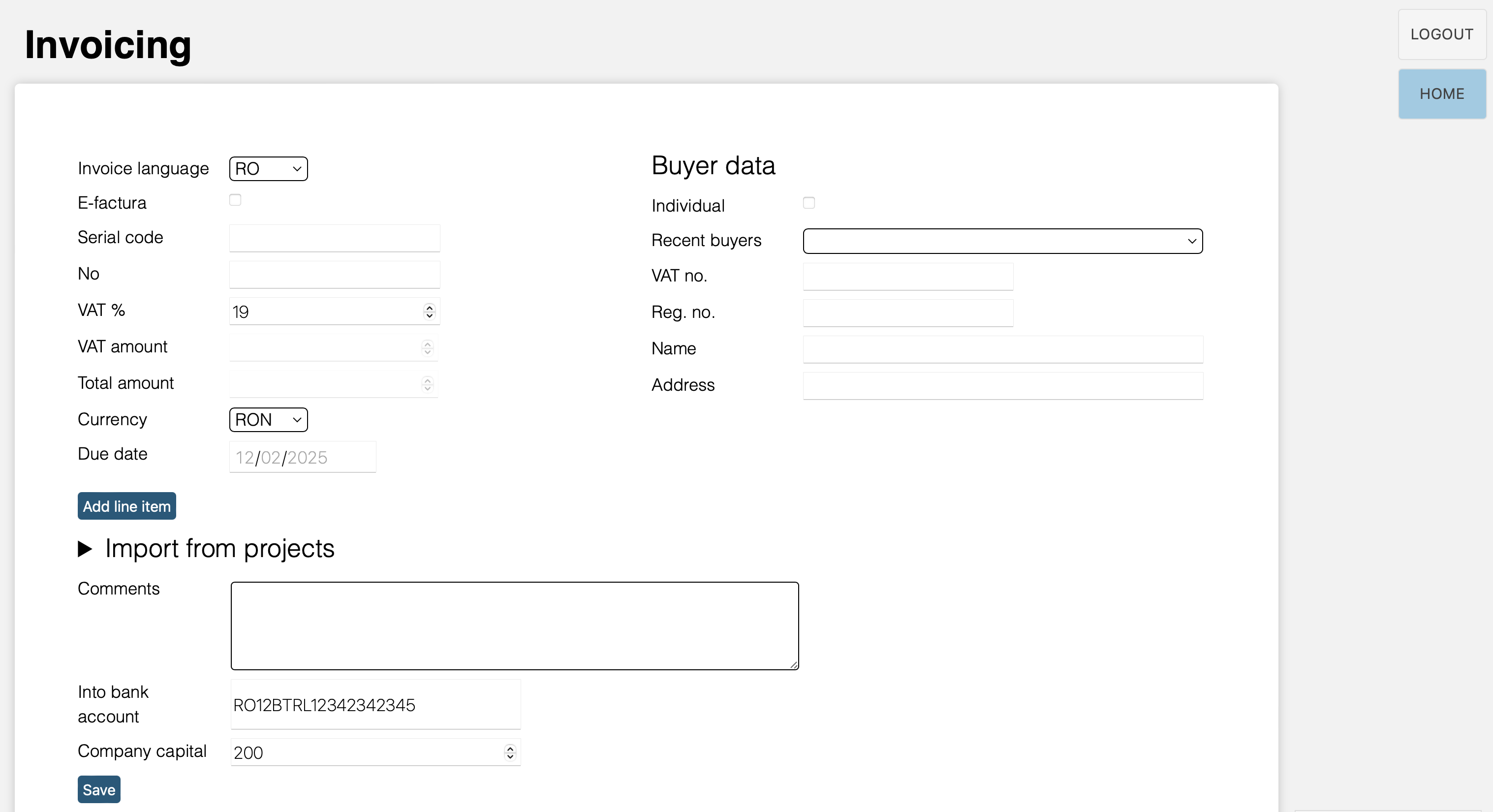 New invoice