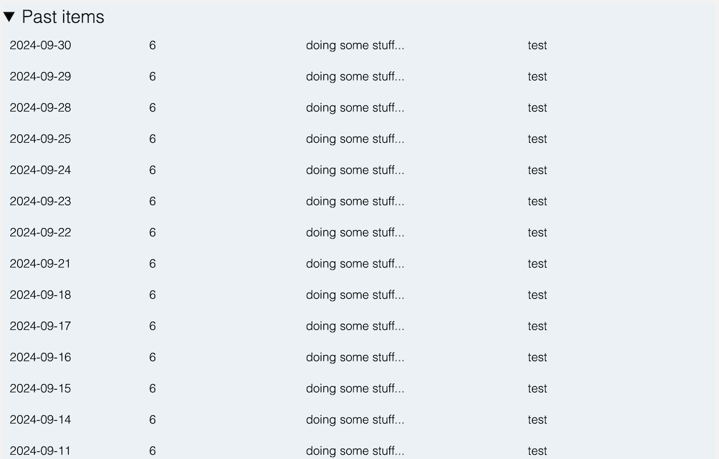 Worklog section past items